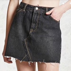 NWOT Forever 21 Black Distressed Denim Skirt